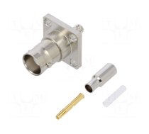 Socket | BNC | female | straight | 50Ω | crimped | flange (4 holes) | POM