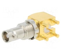 Socket | Micro BNC | female | angled 90° | 75Ω | THT | PTFE | gold-plated