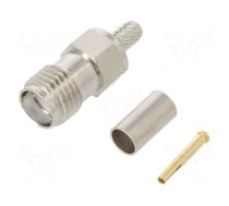 Connector: SMA | plug | female | straight | 50Ω | soldering,crimped