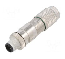 Plug | M12 | PIN: 4 | male | D code-Ethernet | for cable | IDC | straight