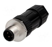 Plug | M12 | PIN: 4 | male | D code-Ethernet | for cable | screw terminal