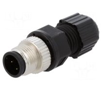 Plug | M12 | PIN: 4 | male | D code-Ethernet | for cable | soldering | IP68