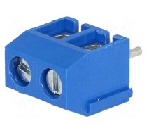 PCB terminal block | angled 90° | 5mm | ways: 2 | on PCBs | 1.5mm2 | blue
