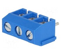 PCB terminal block | angled 90° | 5mm | ways: 3 | on PCBs | 1.5mm2 | blue