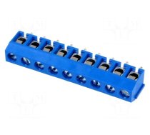PCB terminal block | angled 90° | 5mm | ways: 9 | on PCBs | 1.5mm2 | blue