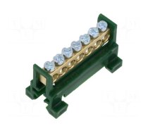 Connector: terminal block | 16mm2 | ways: 1 | terminals: 7 | green | TS35