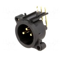 Socket | XLR | male | PIN: 3 | angled 90° | THT | black | 6A | 19.8x19.8mm