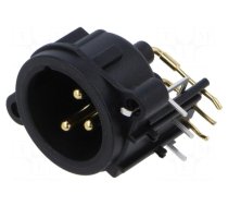 Socket | XLR | male | PIN: 3 | angled 90° | THT | black | 6A | 19.8x19.8mm