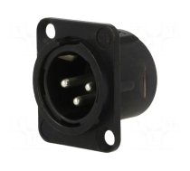 Socket | XLR | male | PIN: 3 | straight | soldering | black | 16A | 19x24mm