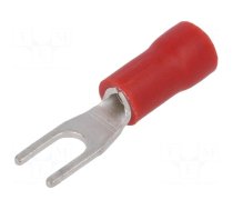 Tip: fork | M3 | Ø: 3.2mm | 0.5÷1mm2 | crimped | for cable | insulated | red