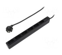 Plug socket strip: supply | Sockets: 6 | 250VAC | 15A | black | 1.5m