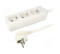 Plug socket strip: supply | Sockets: 3 | 230VAC | 16A | white | 1.4m