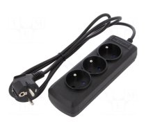 Plug socket strip: supply | Sockets: 3 | 250VAC | 10A | black