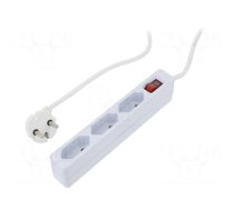 Plug socket strip: supply | Sockets: 3 | 250VAC | 7.5A | white | 1.5m