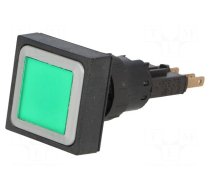 Switch: push-button | 16mm | Stabl.pos: 1 | green | filament lamp