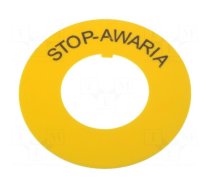 Warning plate | 22mm | Ømount.hole: 22.5mm | Ø: 60mm | PVC