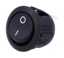 ROCKER | SPST | Pos: 2 | OFF-(ON) | 10A/250VAC | black | none | 50mΩ | round