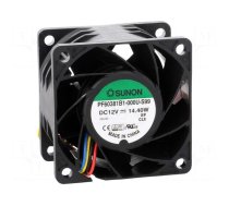 Fan: DC | axial | 12VDC | 60x60x38mm | 102.96m3/h | 61.2dBA | Len: 300mm