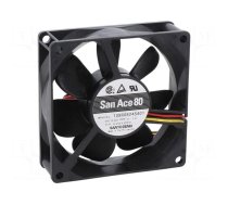 Fan: DC | axial | 24VDC | 80x80x25mm | 72m3/h | 34dBA | ball bearing