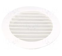 Accessories: ventilation grille | white | Body dim: Ø133x26mm | ABS