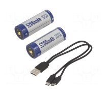 Re-battery: Li-Ion | 26650 | 3.6V | 5200mAh | Ø26.3x70.5mm