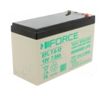 Re-battery: acid-lead | 12V | 7.5Ah | AGM | maintenance-free | EFL