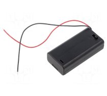 Holder | AA,R6 | Batt.no: 2 | cables | black | with switch,snapped-in