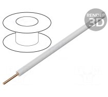 Wire | TDY | solid | Cu | PVC | white | 150V | Package: 500m | Øcore: 0.5mm