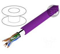 Wire | F/UTP | 4x2x23AWG | 6 | solid | Cu | LSZH | violet | 305m | Øcable: 6mm