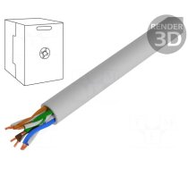 Wire | U/UTP | 4x2x24AWG | 5e | solid | Cu | PVC | grey | 305m | Øcable: 4.7mm