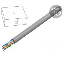 Wire | U/UTP | 4x2x24AWG | 5e | solid | CCA | PVC | grey | 100m | Øcable: 5.2mm
