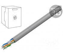 Wire | U/UTP | 4x2x24AWG | 5e | solid | CCA | PVC | grey | 305m | Øcable: 5.4mm