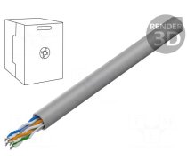 Wire | U/UTP | 4x2x24AWG | 6 | solid | CCA | PVC | grey | 305m | Øcable: 6mm