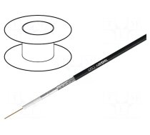 Wire: coaxial | 1x19AWG | solid | Cu | PVC | black | 5mm