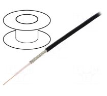 Wire: coaxial | RG174 | 1x26AWG | stranded | CCS | PVC | black | 50m | 164ft