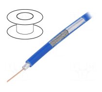 Wire: coaxial | RG59 | wire | Cu | PVC | blue | 100m | Øcable: 6.1mm