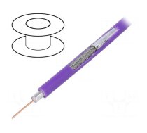 Wire: coaxial | RG59 | solid | Cu | PVC | violet | 100m | Øcable: 6.1mm