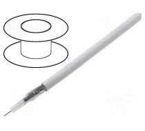 Wire: coaxial | RG59BU-F | solid | Cu | PVC | white | 100m | Øcable: 5.8mm
