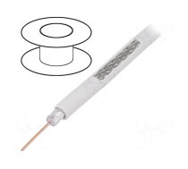 Wire: coaxial | RG6 | solid | CCS | PVC | white | 100m | Øcable: 6.91mm