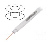 Wire: coaxial | RG6 | wire | CCS | PVC | white | 100m | Øcable: 6.91mm