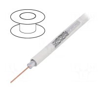 Wire: coaxial | RG6 | wire | CCS | PVC | white | 305m | Øcable: 7.06mm