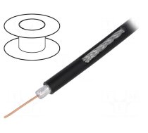 Wire: coaxial | RG6 | solid | Cu | PE | black | 250m | Øcable: 6.91mm