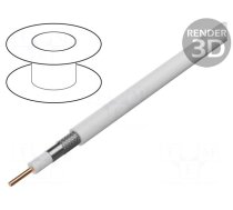 Wire: coaxial | RG6 | solid | Cu | PVC | white | 500m | Øcable: 7mm