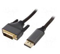 Cable | DisplayPort plug,DVI-D (24+1) plug | textile | 1.8m | black