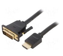Cable | DVI-D (24+1) plug,HDMI plug | PVC | Len: 1.5m | black | 30AWG