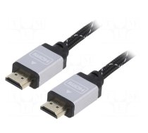 Cable | HDMI 1.4 | HDMI plug,both sides | textile | 5m | black | 30AWG