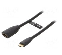 Cable | HDMI 1.4 | HDMI socket,mini HDMI plug | PVC | 1m | black | 30AWG