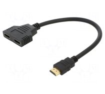 Splitter | HDMI socket x2,HDMI plug | 0.3m | black | Features: PnP