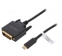 Adapter | DVI-D (24+1) plug,USB C plug | 3m | black | black