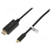 Adapter | HDMI plug,USB C plug | 1.8m | black | 32AWG | black